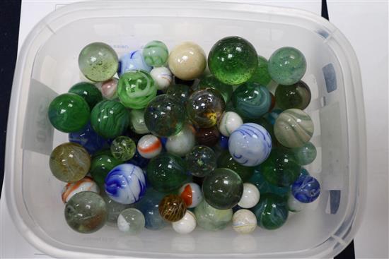 A collection of assorted marbles